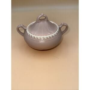 Vtg Antique Harker Ware Pottery Sugar Bowl w/Lid Pink Cocoa
